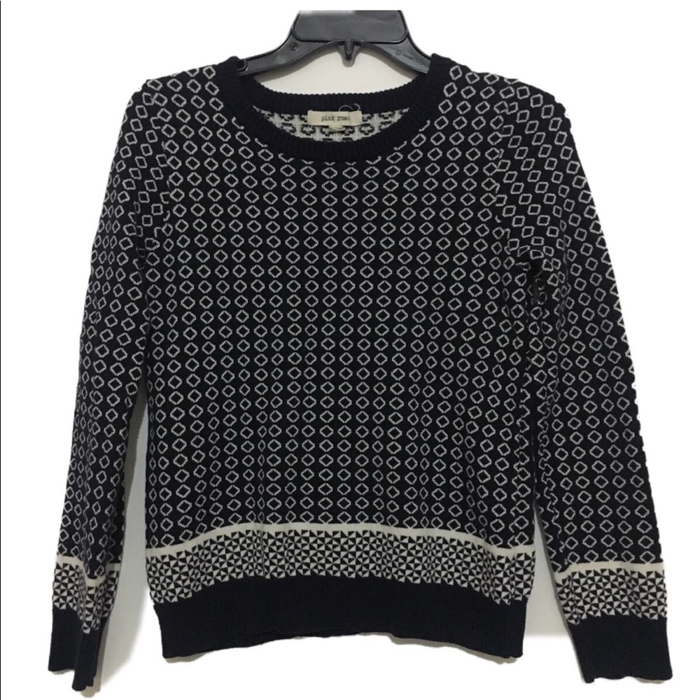 Girls Pattern Navy Sweater